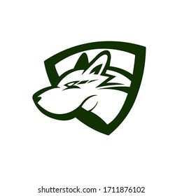 Versión de silueta del logo de la mascota Wolf. Logo de Wolf en estilo deportivo, ilustración de logo de mascota vectorial