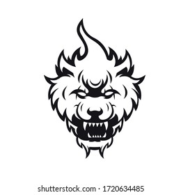 wolf mascot logo silhouette version. wolf logo in sport style, mascot logo illustration design vector