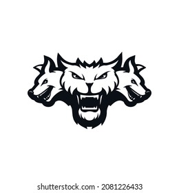 Wolf mascot logo silhouette version. Wolves logo in sport style, mascot logo illustration design vector