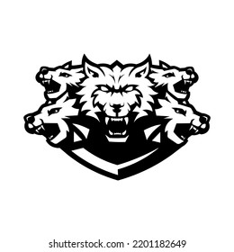 Wolf mascot logo silhouette version isolated on white background . wolves logo in sport style, mascot logo illustration design vector