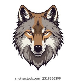 Wolf mascot sport logo design. Wolf animal mascot head vector illustration logo. Wolf head emblem design for eSports team. Character for sport and gaming logo concept. White background.
