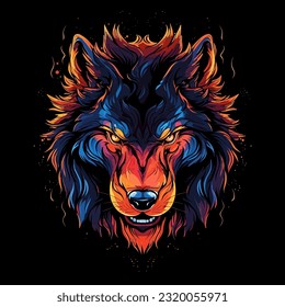 Wolf mascot sport logo design. Wolf animal mascot head vector illustration logo. Wolf head emblem design for eSports team. Character for sport and gaming logo concept. Black background.