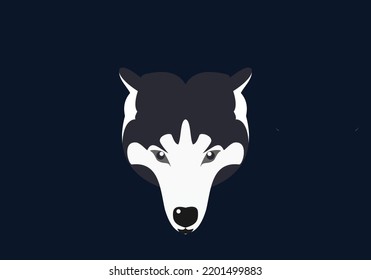 Wolf mascot vector art. Frontal symmetrical image of a wolf looks dangerous. Vector icon.