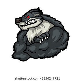 wolf mascot vector art illustration muscular wolf design