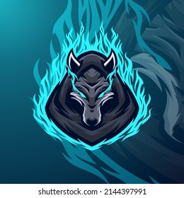 Wolf masscot logo esport premium vector