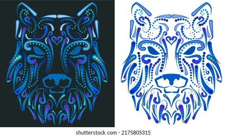 wolf mexican huichol art illustration pack collection in vector format