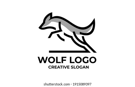 Wolf Minimalist Line Creative Logo Design