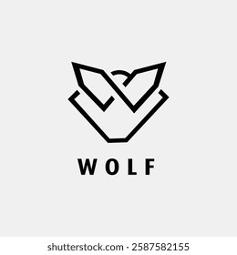 wolf minimalist logo design illustration