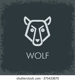 Wolf minimalist logo and icon the face black
