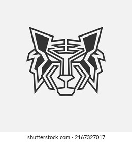Wolf minimalist logo. Simple line art vector design. Isolated with soft background.