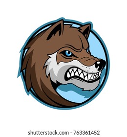 Wolf minimalistic emblem logo vector illustration. Mascot animal