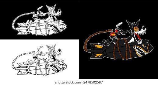 Wolf with a missile in the air