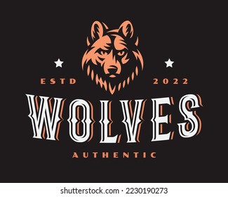 Wolf modern logo, emblem design editable for your business. Dog vector illustration.