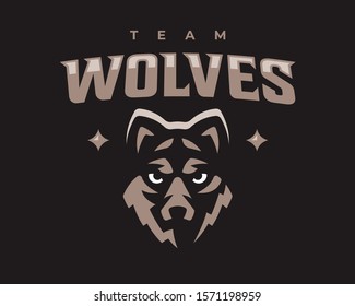 Wolf modern mascot logo.Dog emblem design editable for your business. Vector illustration.