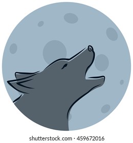 Wolf with moon.