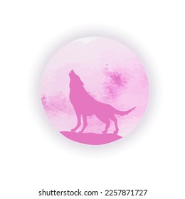 Wolf and moon abstract. Vector illustration
