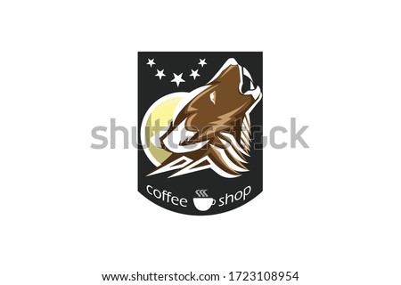 
the wolf and moon coffee shoop logo
