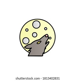 Wolf and the moon color gradient vector icon