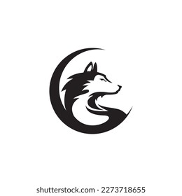 wolf and moon illustration logo. elegant, modern, clean and powerful. Easy to apply on any medium
