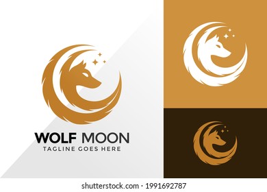 Wolf Moon Logo Design  Brand Identity Logos Designs Vector Illustration Template