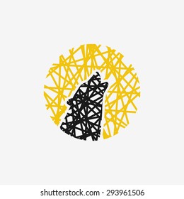Wolf and moon. Logo template