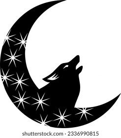 wolf and moon silhouette design
