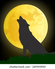 wolf moon vector