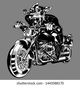 wolf moto racing vintage illustration