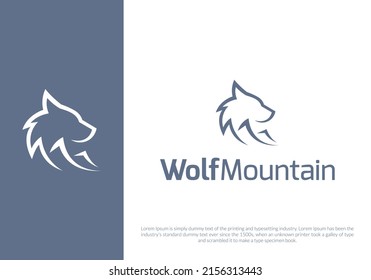wolf and mountain logo design. logo template