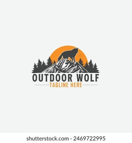 Wolf Mountain Logo Outdoor Wolf, Adventure