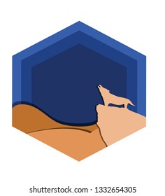 wolf in mountaint paper cut