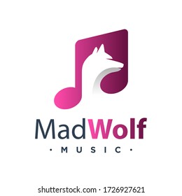 wolf music vector logo design