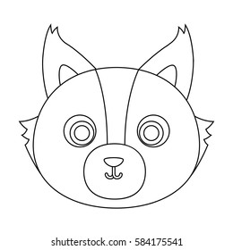 Wolf muzzle icon in outline style isolated on white background. Animal muzzle symbol stock vector illustration.