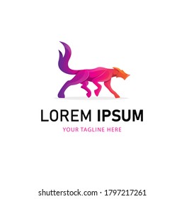Wolf Mythical Logo Design. Animal Logo Gradient Style