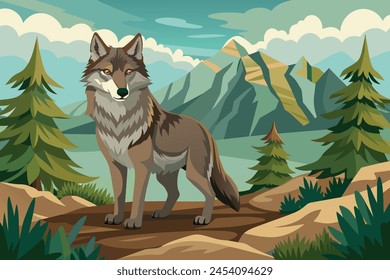 wolf in its natural habitat background-