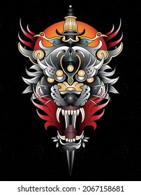 Wolf Neo Traditional Tattoo Design