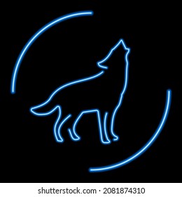 wolf neon sign, modern glowing banner design, colorful modern design trends. Vector illustration.