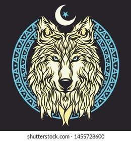 Wolf in the night illustration