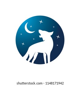 Wolf and Night, Moonlight Logo Design Inspiration Vector
