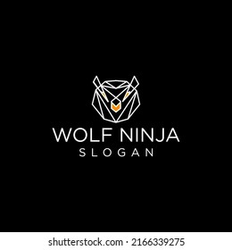 Wolf ninja logo icon design vector 