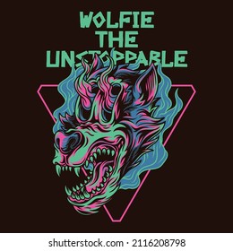 Wolf no stop an angry wolf who is after every one best suitable for T-shirt printing or Sticker.