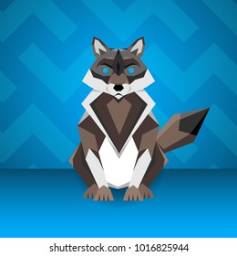 A wolf on a blue background. Geometric style. Vector illustration.