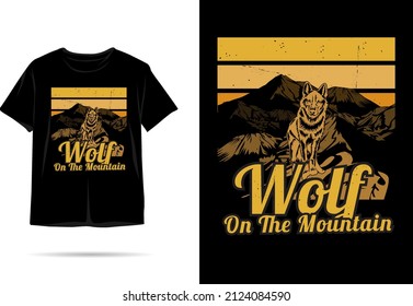 Wolf on the mountain silhouette t shirt design