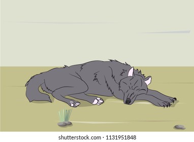 wolf on nature background, vector