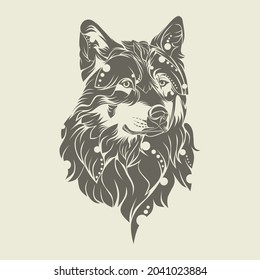 wolf on simple line art