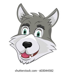 Wolf on white background. Cartoon style. Vector illustration.