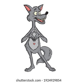 Wolf on white background Cute Cartoon Vector illustration