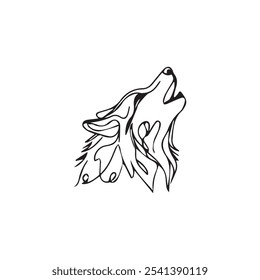 ilustração de arte de uma linha wolf