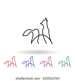 Wolf one line multi color icon. Simple thin line, outline vector of animals one line icons for ui and ux, website or mobile application