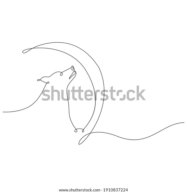 \
Волк одна линия.  Wolf one line. Vector\
drawing. Isolated white\
background.